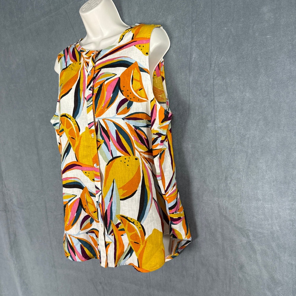 C&C California Womens L Linen Sleeveless Tank Top Beach Bright Boho Summer - Picture 5 of 15